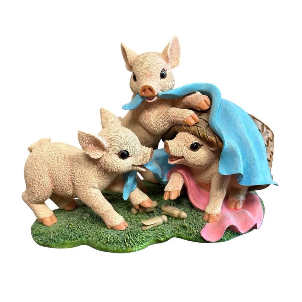 The Hamilton Collection Figurine Tumble Dry Farm Livin’ Piglets Collection